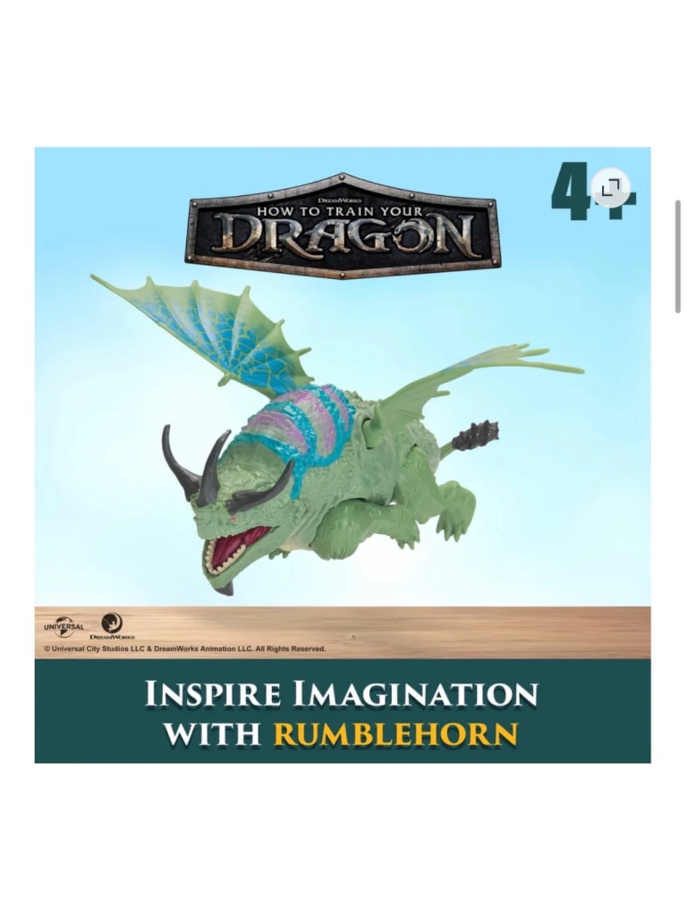 NEW DreamWorks How to Train Your Dragon Rumblehorn Action Figure Green Blue